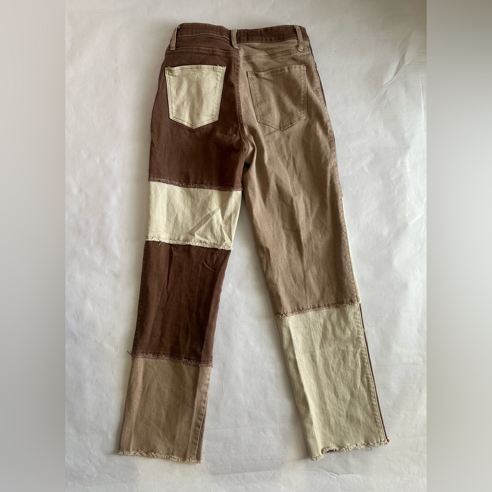 Hollister Patchwork Brown and Cream Pants - Picture 2 of 3